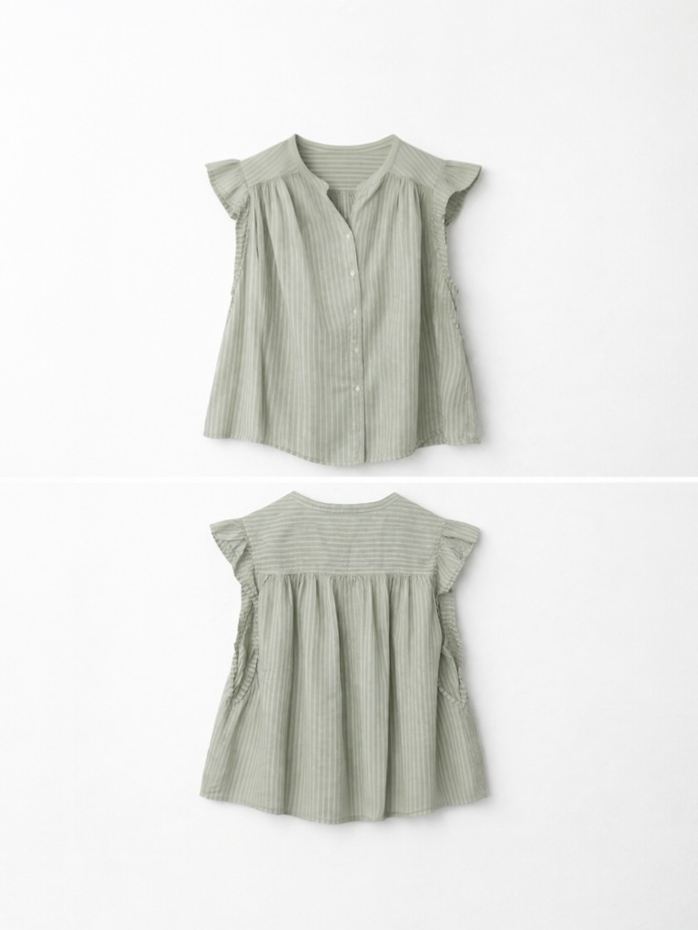 Old Navy Sage Striped Flutter Sleeve Blouse